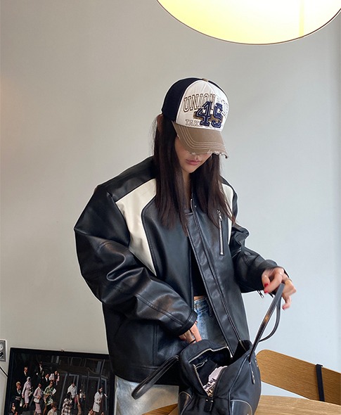 (UNISEX) biker leather jacket(2c)