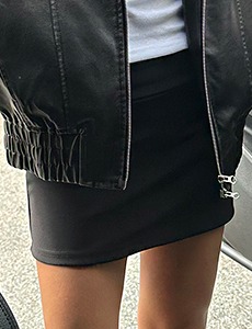black low-rise span mini skirt